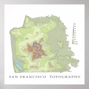 San Francisco Topo Karte - weißes 24x24 Poster