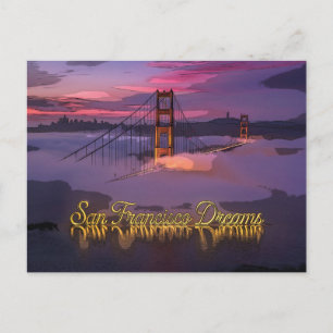 "San Francisco Träume" Golden Gate Bridge Sonnenun Postkarte