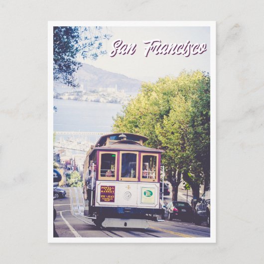 San Francisco Trolley View von Alcatraz Postkarte (Vorderseite)