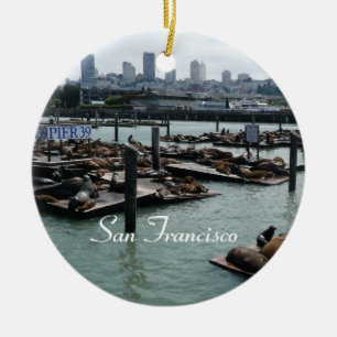 San Francisco und Pier 39 Sea Lions City Skyline Keramikornament