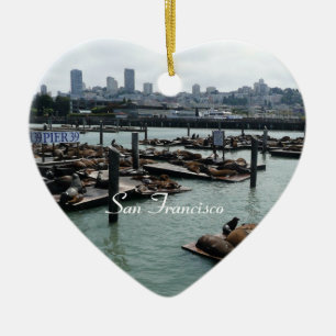 San Francisco und Pier 39 Sea Lions City Skyline Keramikornament
