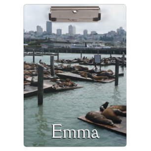 San Francisco und Pier 39 Sea Lions City Skyline Klemmbrett