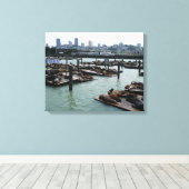 San Francisco und Pier 39 Sea Lions City Skyline Leinwanddruck (Insitu (Holzboden))