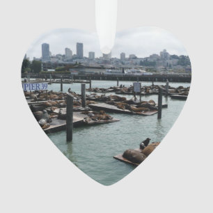 San Francisco und Pier 39 Sea Lions City Skyline Ornament