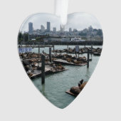 San Francisco und Pier 39 Sea Lions City Skyline Ornament (Vorderseite)