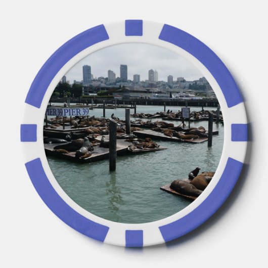 San Francisco und Pier 39 Sea Lions City Skyline Pokerchips (Vorderseite)