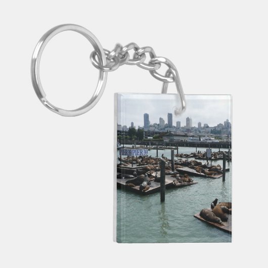 San Francisco und Pier 39 Sea Lions City Skyline Schlüsselanhänger (Vorderseite links)