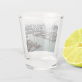 San Francisco und Pier 39 Sea Lions City Skyline Schnapsglas (Rückseite)