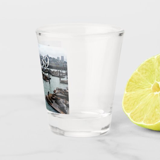 San Francisco und Pier 39 Sea Lions City Skyline Schnapsglas (Rechts)
