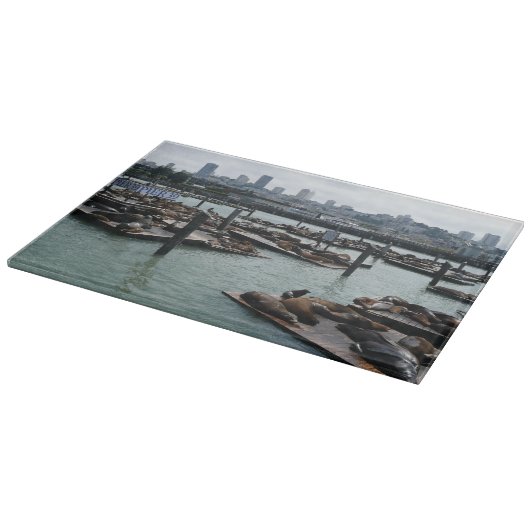 San Francisco und Pier 39 Sea Lions City Skyline Schneidebrett (Ecke)
