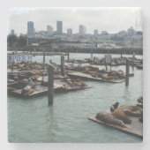 San Francisco und Pier 39 Sea Lions City Skyline Steinuntersetzer (Vorderseite)