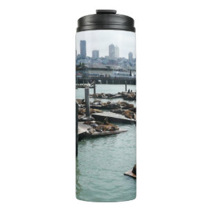 San Francisco und Pier 39 Sea Lions City Skyline Thermosbecher