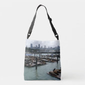 San Francisco und Pier 39 Sea Lions City Skyline Tragetaschen Mit Langen Trägern (Rückseite)