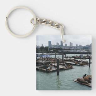 San Francisco und Pier 39 Seelöwen Stadt Skyline Schlüsselanhänger