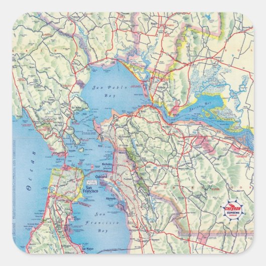 San Francisco und Vicinity Quadratischer Aufkleber (Vorderseite)