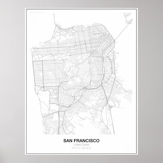 San Francisco, United Staaten Minimalistisch Map P Poster (Vorne)