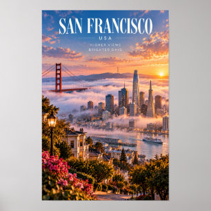 San Francisco USA Golden Gate Bridge Reiseplakat Poster