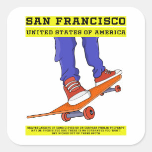 San Francisco, USA Skate Quadratischer Aufkleber