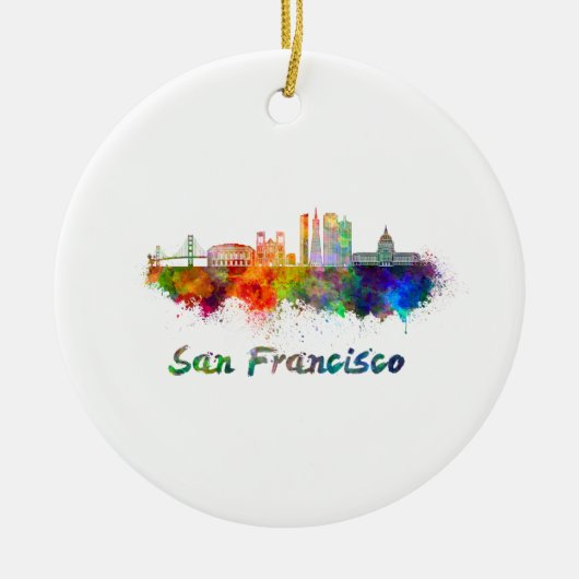 San Francisco V2 Skyline in Aquarelltonie Keramikornament (Vorne)