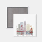 San Francisco v2 Skyline-Poster Magnet (Vorderseite/Rückseite)