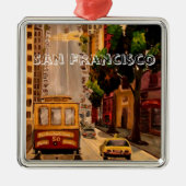San Francisco Van Ness Drahtseilbahn Silbernes Ornament (Vorne)
