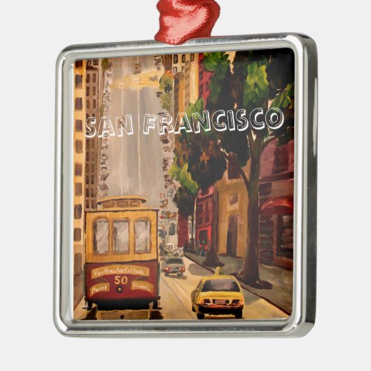 San Francisco Van Ness Drahtseilbahn Silbernes Ornament (Links)
