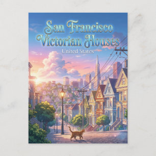 San Francisco Victorianische Häuser Kalifornien Postkarte