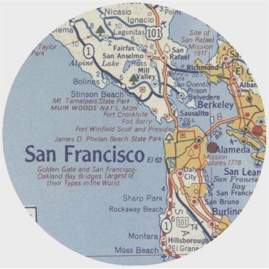 San Francisco Vintag Map Round Aufkleber (Vorderseite)