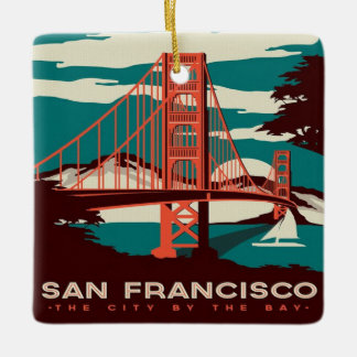 San Francisco Vintag Style Golden Gate Bridge Keramikornament
