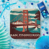 San Francisco Vintag Style Golden Gate Bridge Pappteller (Party)