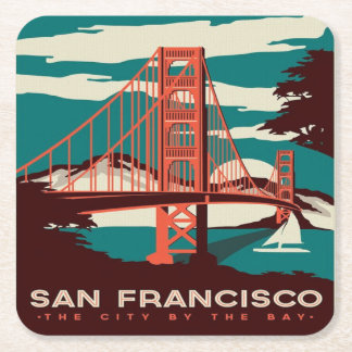 San Francisco Vintag Style Golden Gate Bridge   Rechteckiger Pappuntersetzer