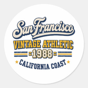 San Francisco Vintage Athletic Rundsticker Runder Aufkleber