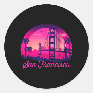 San Francisco Vintage California Skyline Brücke Runder Aufkleber