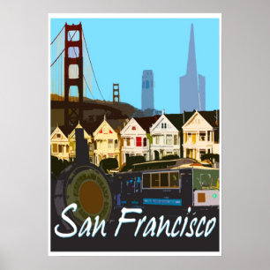 San Francisco Vintage Montage Reiseplakat Poster