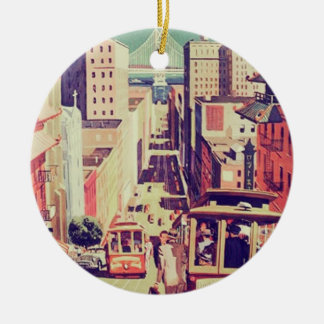 San Francisco Vintage-Postkarte Keramikornament