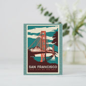 San Francisco Vintage Reiseplakat Postkarte (Stehend Vorderseite)