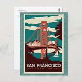 San Francisco Vintage Reiseplakat Postkarte (Vorne/Hinten)