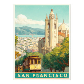 San Francisco Vintage-Reiseposter Fotodruck