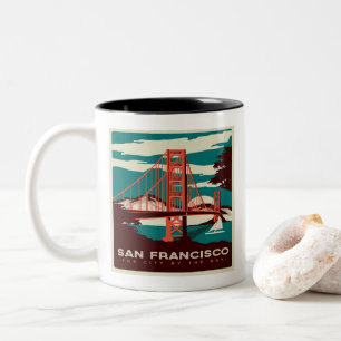 San Francisco Vintage Stil Golden Gate Zweifarbige Tasse