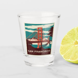 San Francisco Vintage Style Golden Gate Bridge Schnapsglas