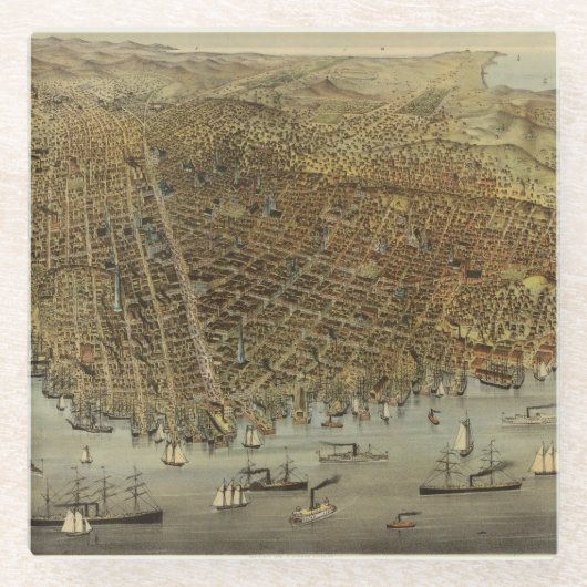 San Francisco Vogelaugenansicht Glasuntersetzer (Vorderseite)