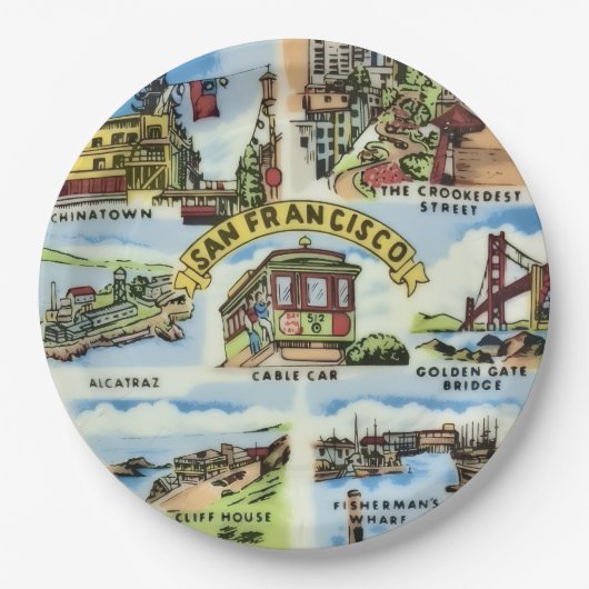 San Francisco Wahrzeichen Party Teller (Vorderseite)