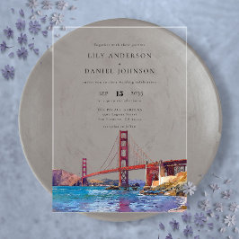 San Francisco Watercolor Destination Wedding Acryleinladungen
