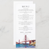 San Francisco Watercolor Destination Wedding Menükarte (Vorne/Hinten)
