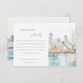 San Francisco Watercolor Landscape Wedding Details Begleitkarte (Vorne/Hinten)