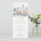 San Francisco Watercolor Landscape Wedding Menu Einladung (Stehend Vorderseite)