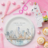 San Francisco Watercolor Landscape Wedding Pappteller (Party)