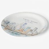 San Francisco Watercolor Landscape Wedding Pappteller (Schrägansicht)