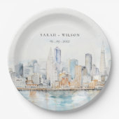 San Francisco Watercolor Landscape Wedding Pappteller (Vorderseite)