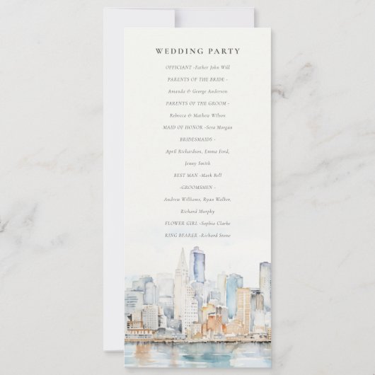 San Francisco Watercolor Landscape Wedding Program Einladung (Rückseite)